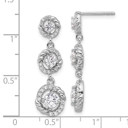 Sterling Silver Rhodium-plated Cubic Zirconia Dangle Post Earrings