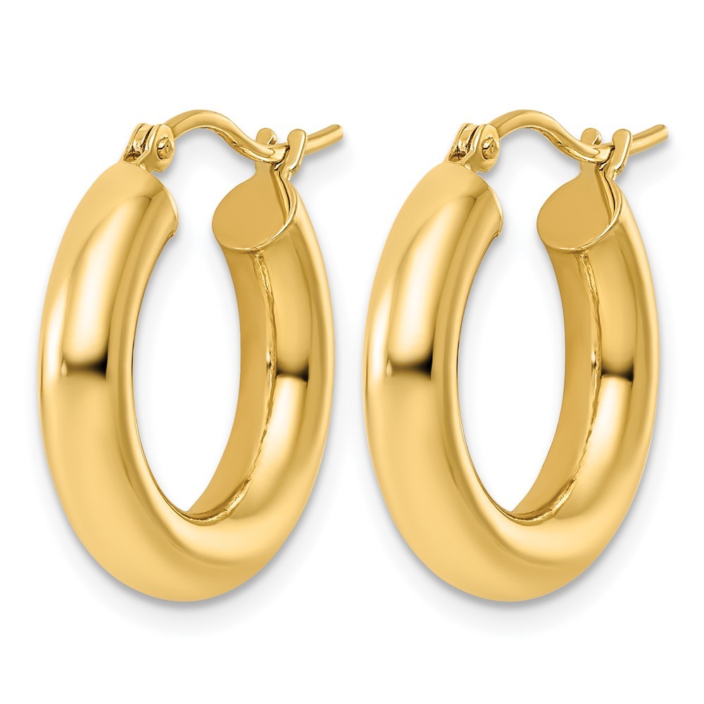 14k Yellow Gold Polished 4mm Tube Hoop Earrings