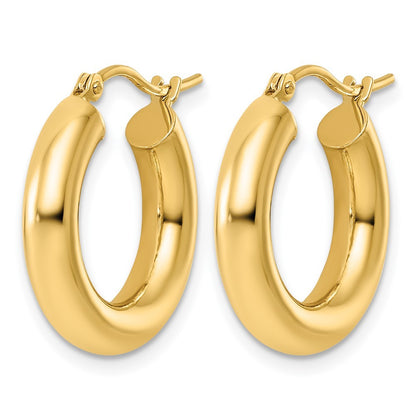 14k Yellow Gold Polished 4mm Tube Hoop Earrings