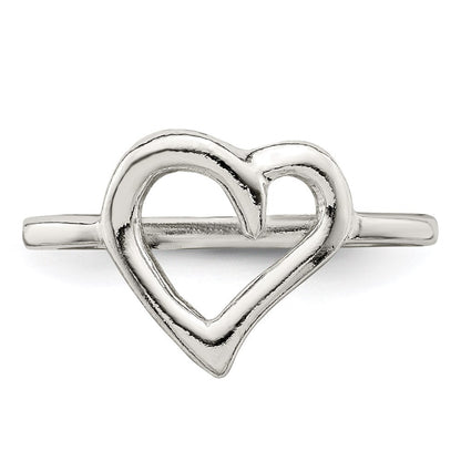 Sterling Silver Polished Heart Ring Size 6