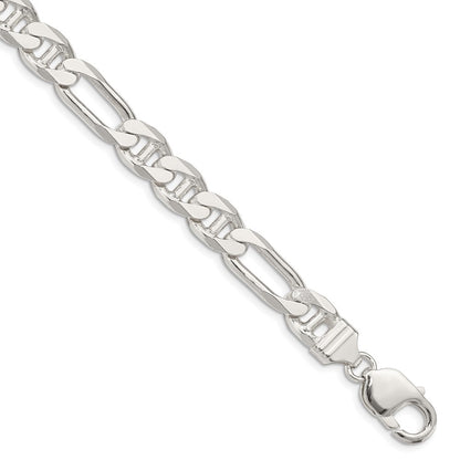 Sterling Silver 8.75mm Figaro Anchor Chain Bracelet