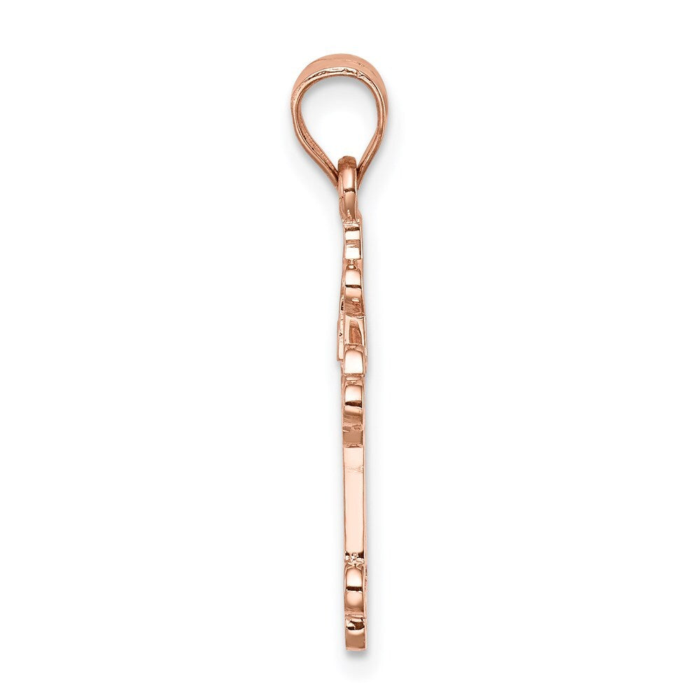 14k Rose Gold Rose Polished Cross Pendant for Women