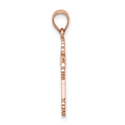 14k Rose Gold Rose Polished Cross Pendant for Women