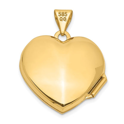 14k Two-tone Gold 18mm Butterfly Heart Locket Pendant for Women