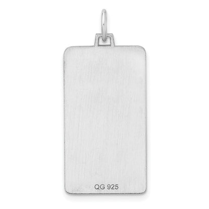 Sterling Silver Rhod-plate Eng. Rect. Polish Front/Satin Back Disc Charm
