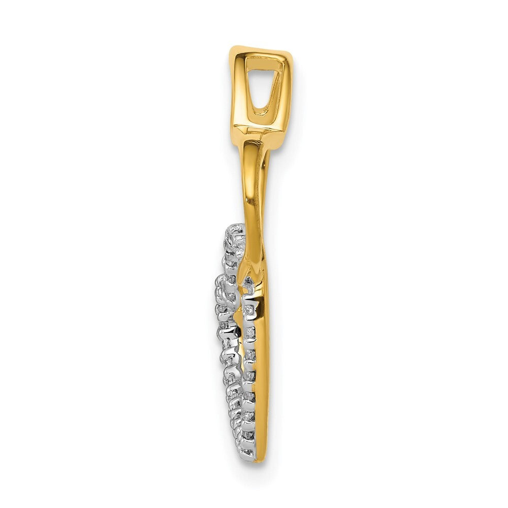 14k Two-tone Gold 1/10ct. Diamond Double Heart Chain Slide Pendant