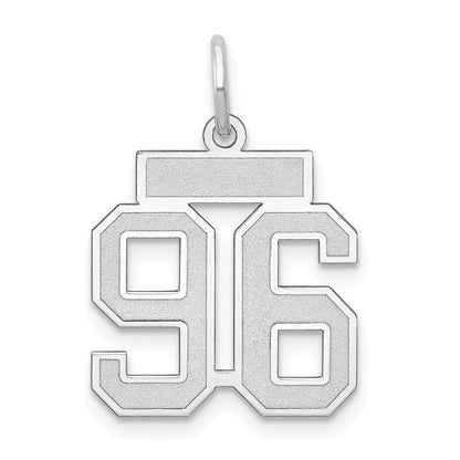 14k White Gold Small Satin Number 96 Charm Pendant