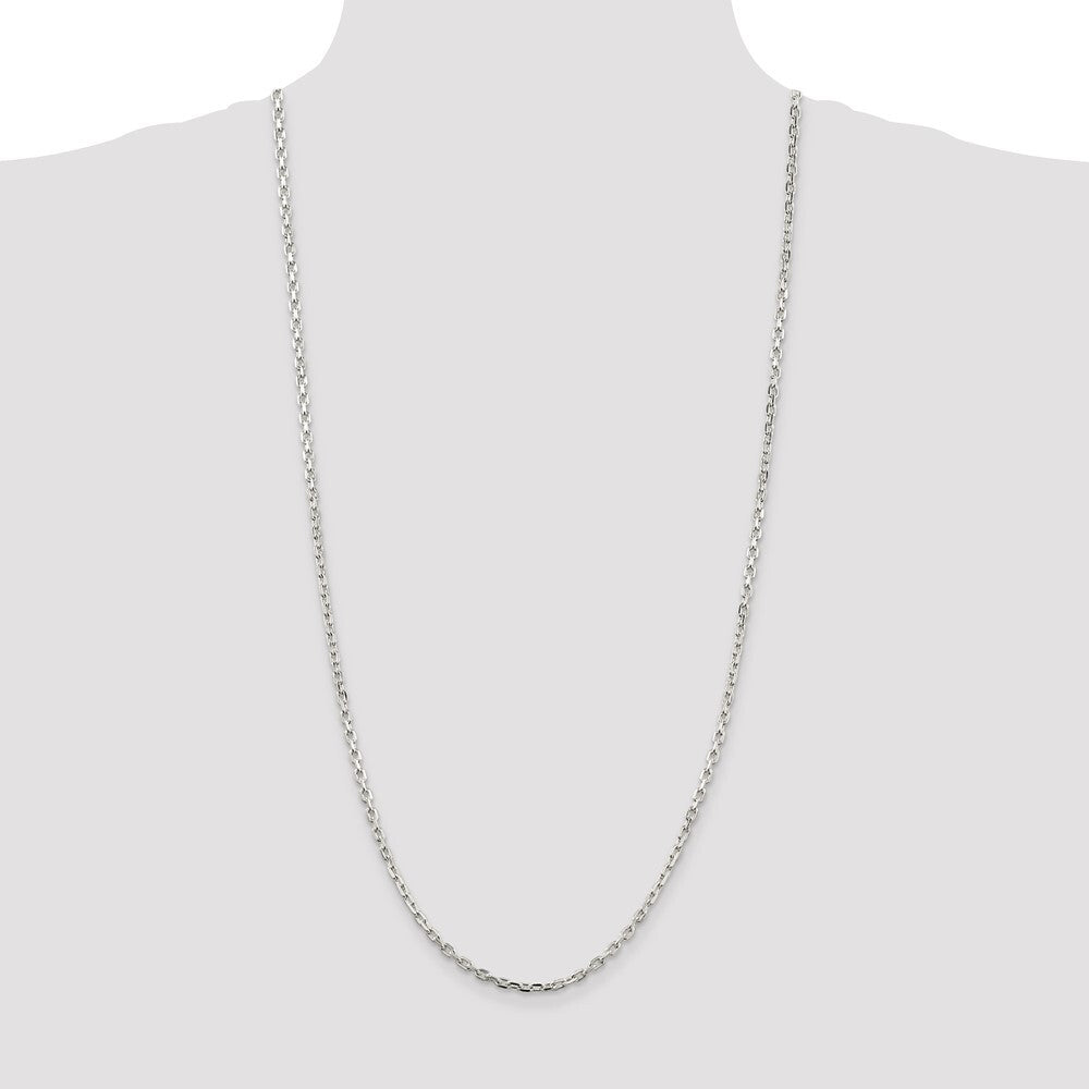 Sterling Silver 3.25mm Beveled Oval Cable Chain Holiday Gift for Women