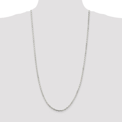 Sterling Silver 3.25mm Beveled Oval Cable Chain Holiday Gift for Women