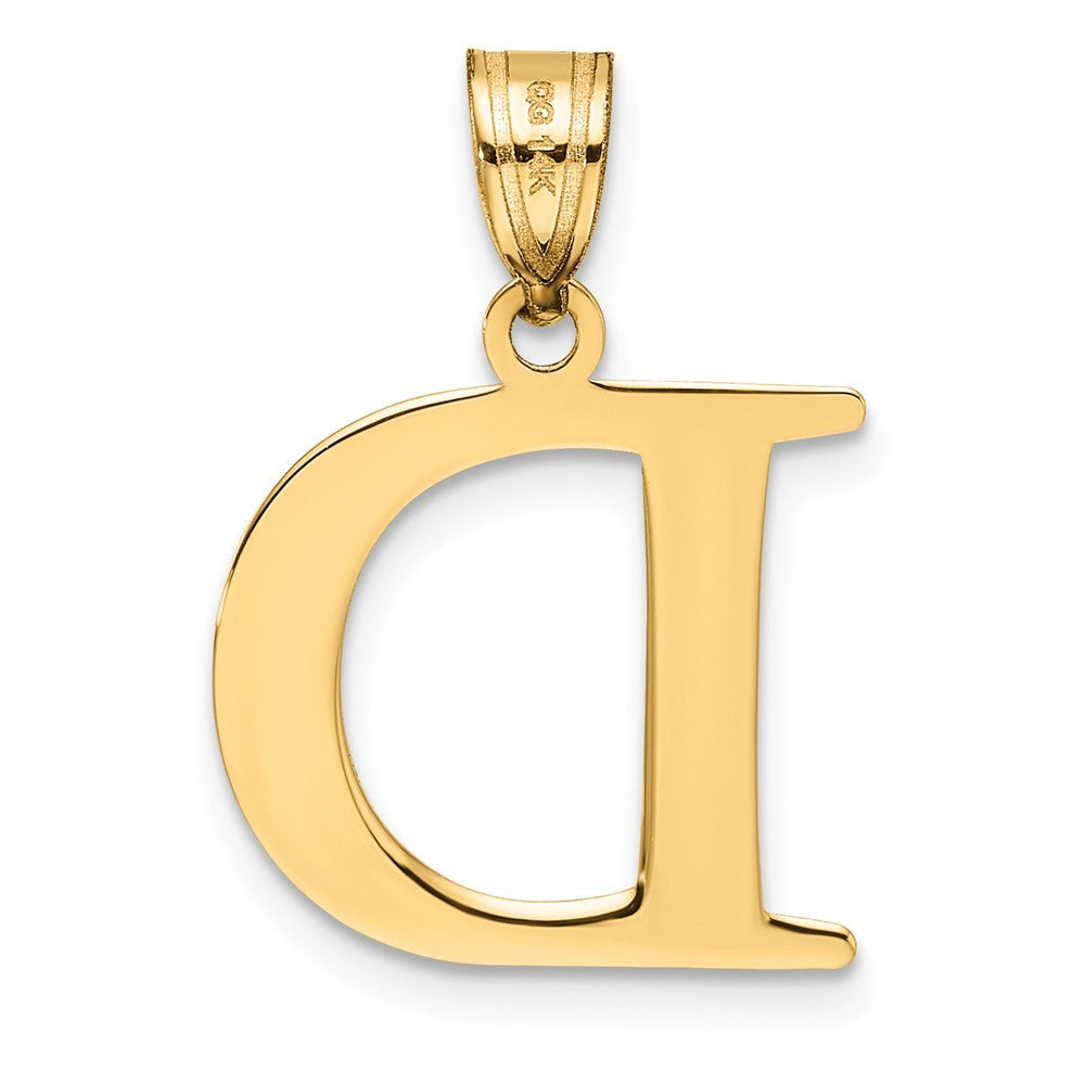 14k Yellow Gold Polished Etched Letter D Initial Pendant
