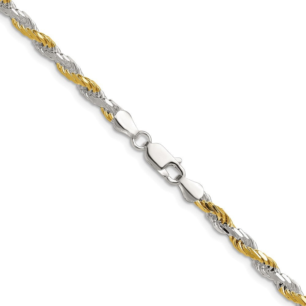Sterling Silver And Vermeil 3.5mm Diamond-cut Rope Chain Necklace