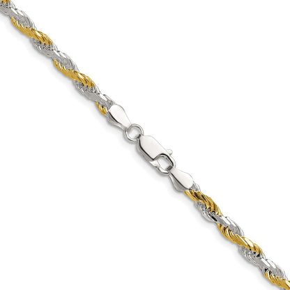 Sterling Silver And Vermeil 3.5mm Diamond-cut Rope Chain Necklace