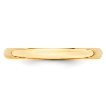 14k Yellow Gold 2.5mm Lightweight Half Round Wedding Band Ring Size 10