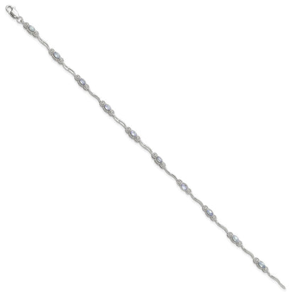 Stering Silver Rhodium-plated Polished Tanzanite 7.5 inch Bracelet