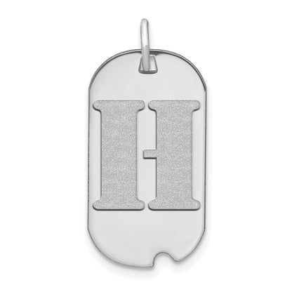 14k White Gold Polished Letter H Initial Dog Tag Pendant for Women