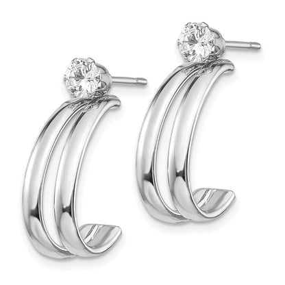 14K White Gold Polished Cubic Zirconia Earring Jackets Gift for Women