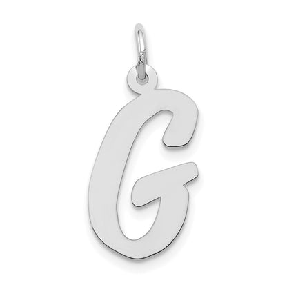 14k White Gold Large Script Letter G Initial Charm Pendant for Women
