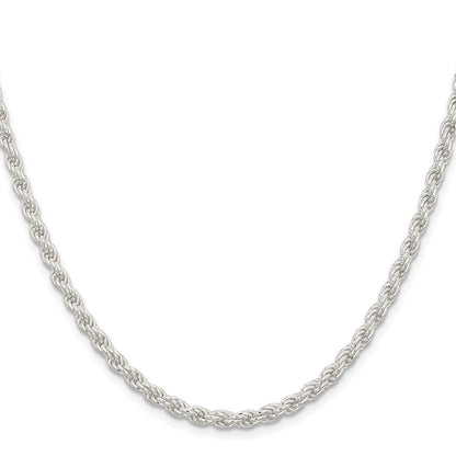 Sterling Silver 4.5mm Solid Rope Chain Necklace