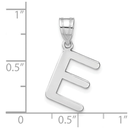 14k White Gold Polished Bubble Letter E Initial Pendant for Women