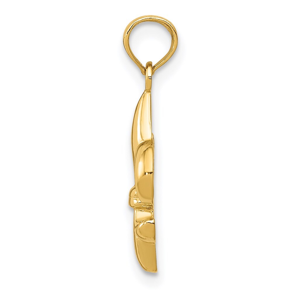 14k Yellow Gold Small Fleur-De-Lis Pendant for Women