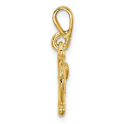 14k Yellow Gold  Polished Bow and Arrow Pendant