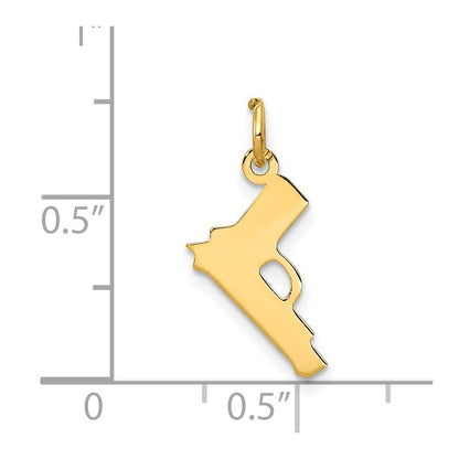 14k Yellow Gold Pistol Charm Pendant for Women