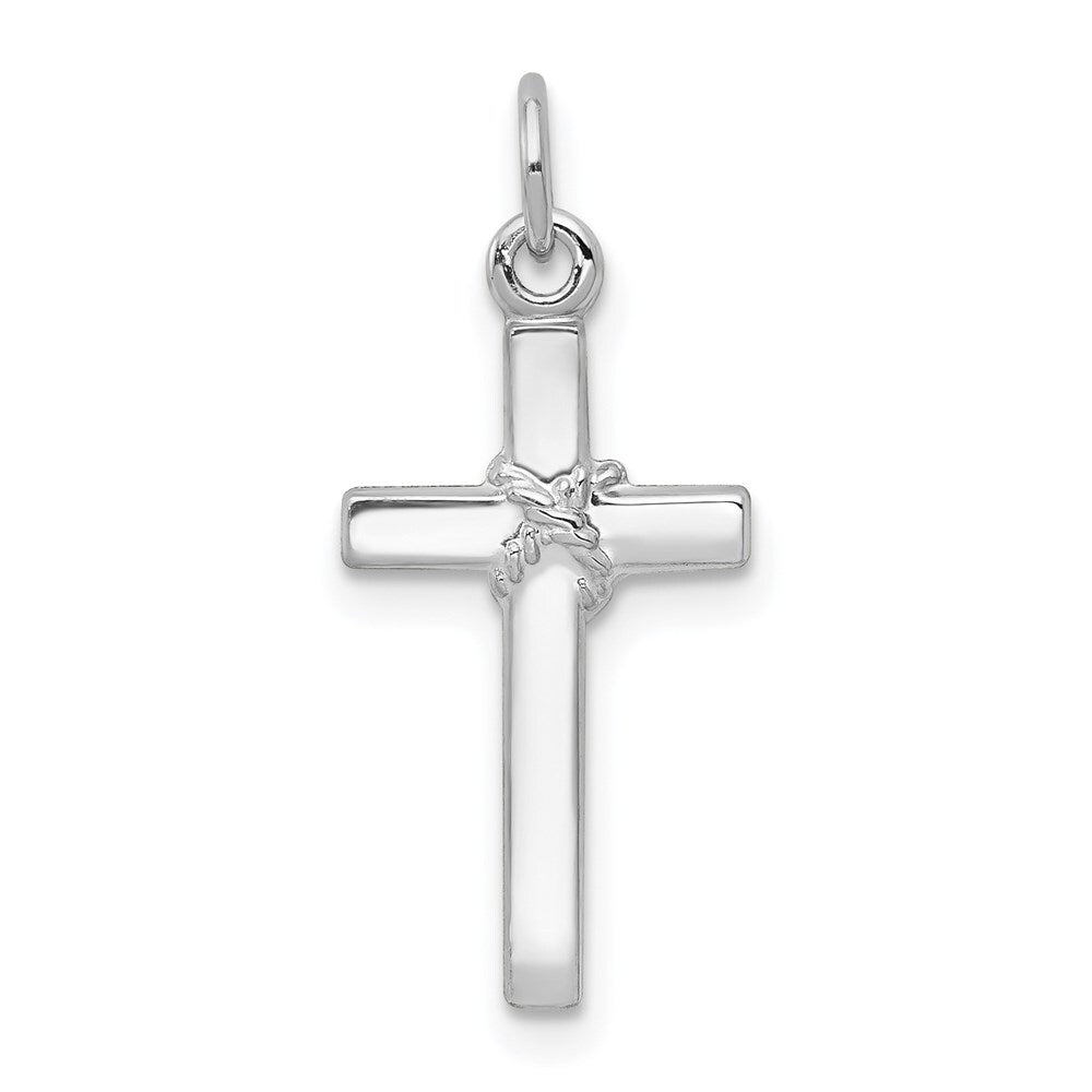 14k White Gold Cross Charm Pendant for Women
