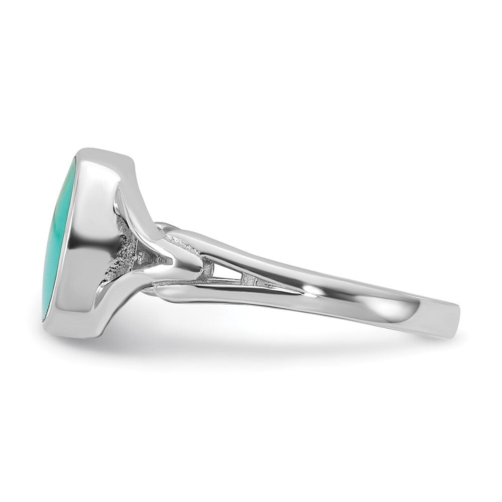 Sterling Silver Rhodium-plated Polished Reconstituted Turquoise Ring Size 8