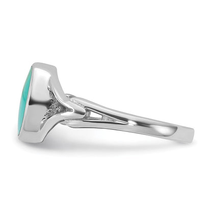 Sterling Silver Rhodium-plated Polished Reconstituted Turquoise Ring Size 8