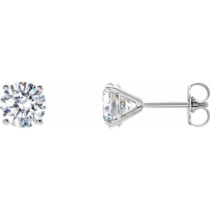 Gift for Mothers 14k White Gold 2 CTW Lab-Grown Diamond 4-Prong Stud Earrings