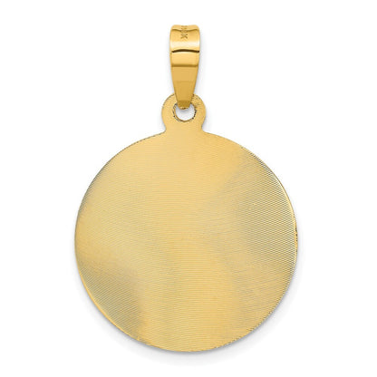 14k Yellow Gold Polished Diamond-cut Lady Of Guadalupe Circle Pendant