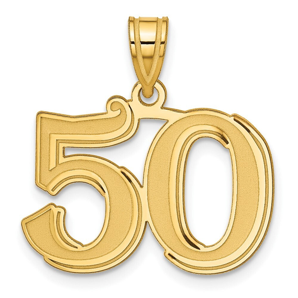 14k Yellow Gold Polished Etched Number 50 Pendant for Women