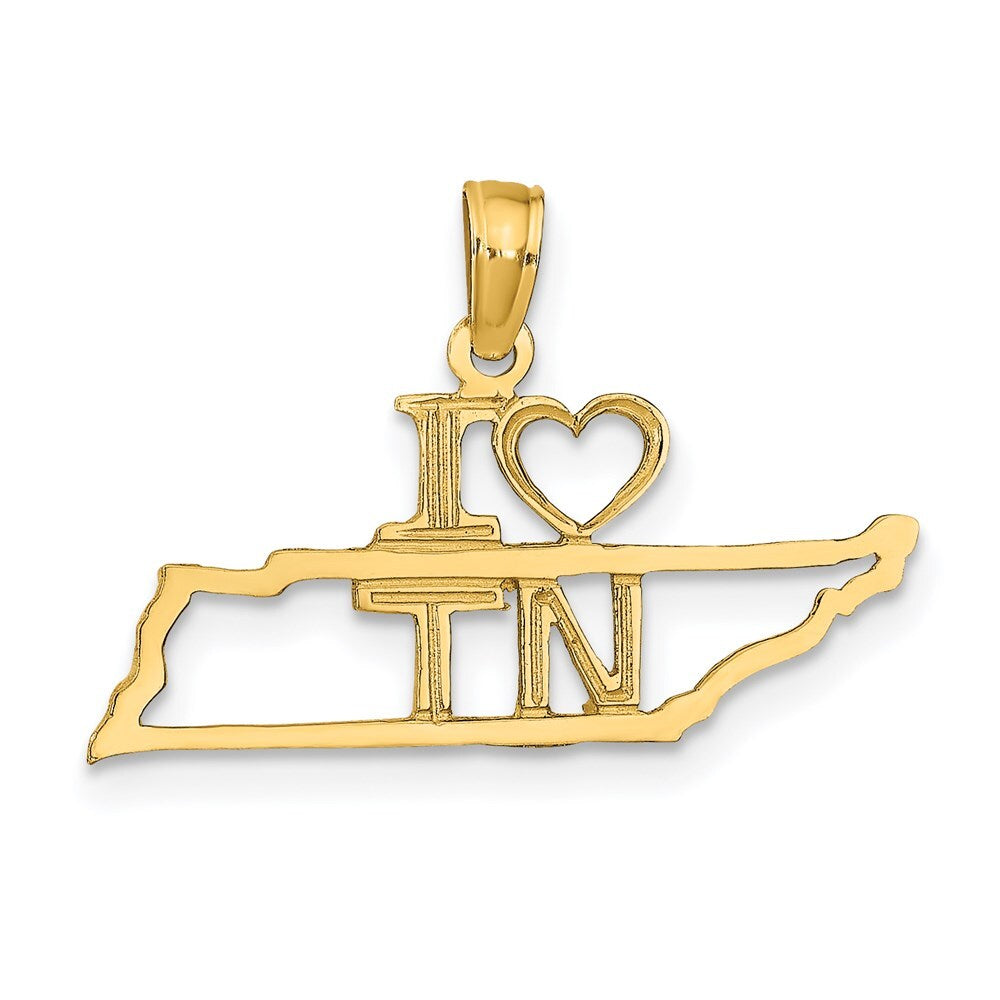 14k Yellow Gold Solid Tennessee State Pendant for Women