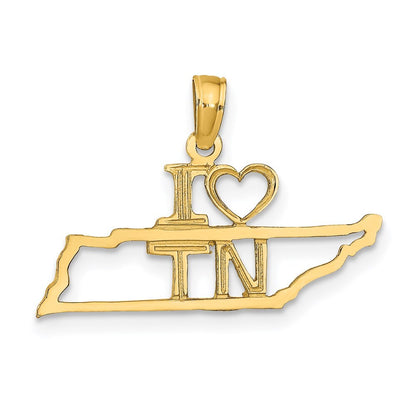 14k Yellow Gold Solid Tennessee State Pendant for Women