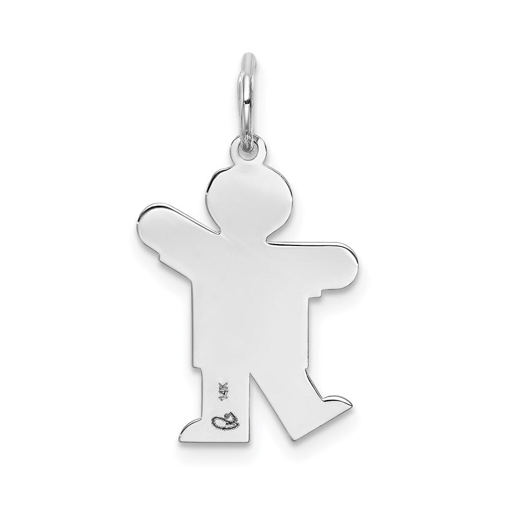 14k White Gold Kid Charm Pendant for Women