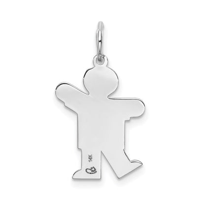14k White Gold Kid Charm Pendant for Women