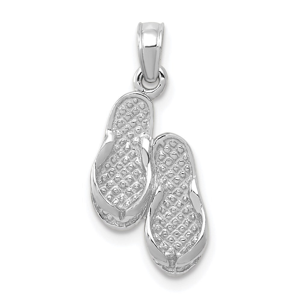 14k White Gold 3D Flip Flops Pendant for Women