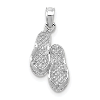 14k White Gold 3D Flip Flops Pendant for Women
