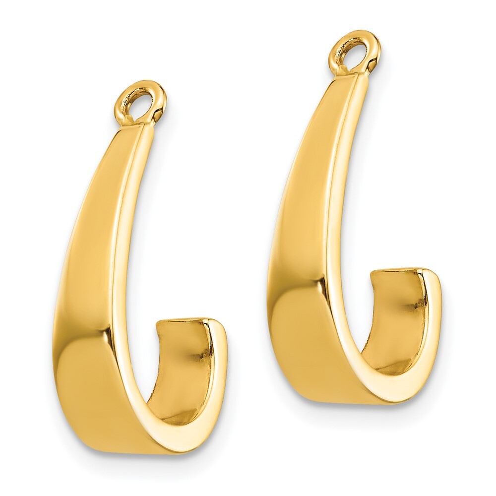 14k Yellow Gold Polished J-Hoop Earring Jackets Gift for Women
