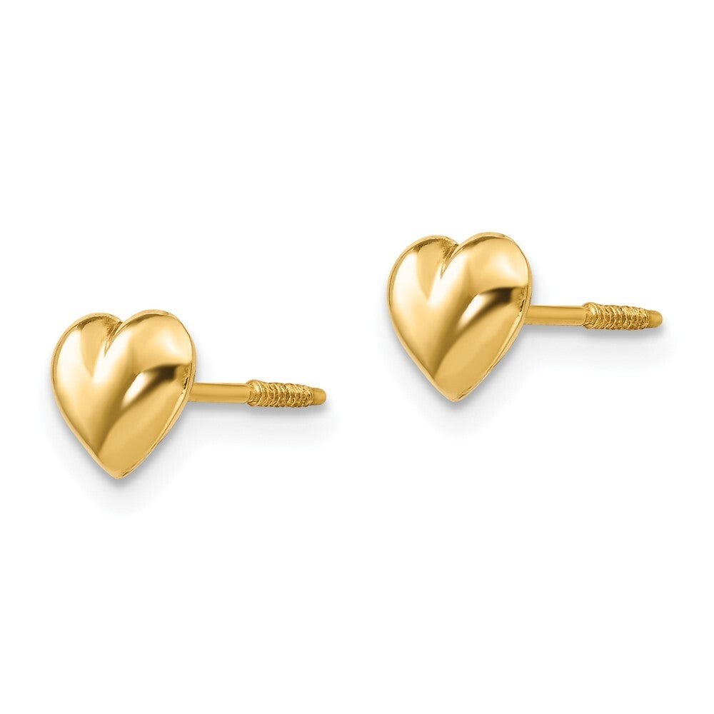 14k Yellow Gold Sm. Puffed Heart Stud Earrings Gift for Women