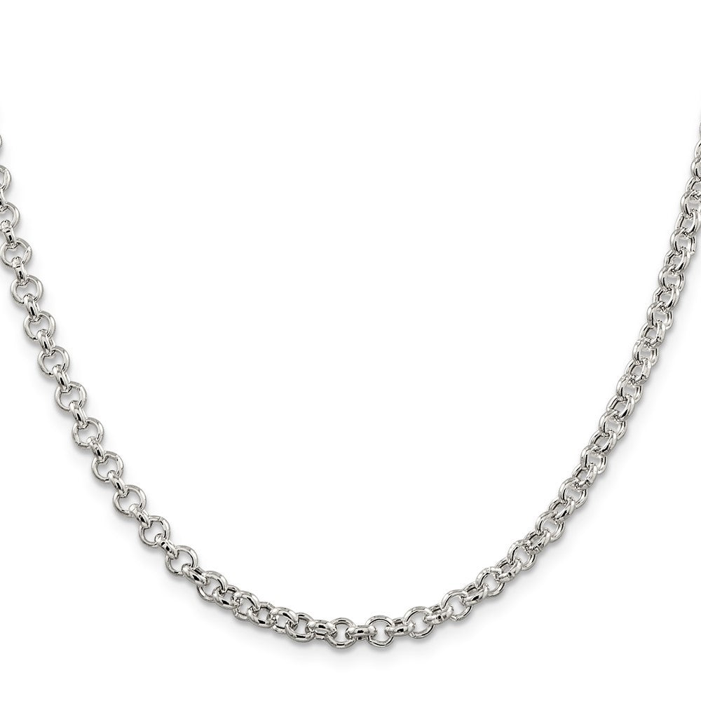 Sterling Silver 4.25mm Semi-solid Rolo Chain Necklace
