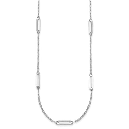 Sterling Silver Rhodium-plated Polished Paperclip Link 9-Station Necklace 24"