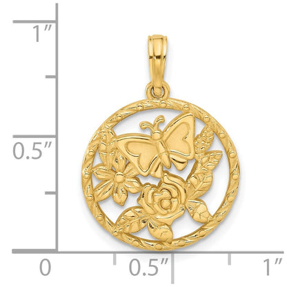 14k Yellow Gold Polished Fancy Butterfly and Hearts Charm