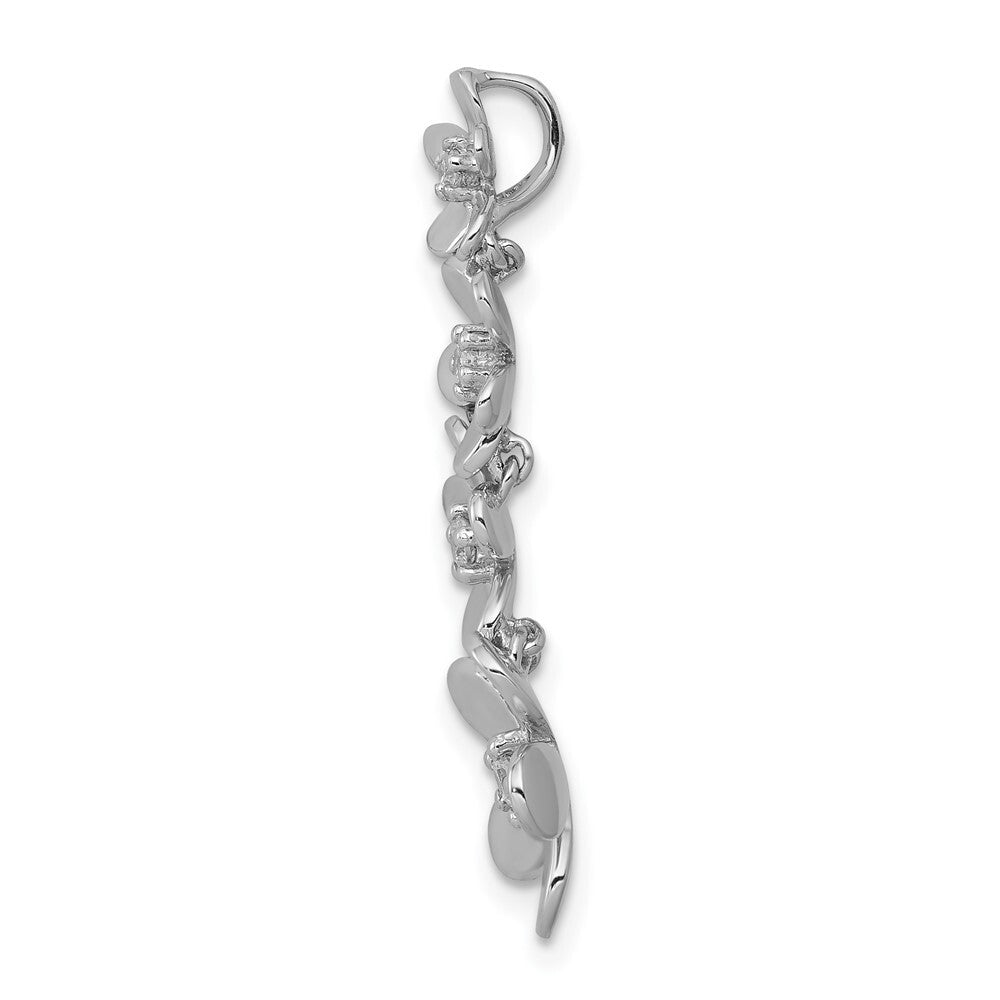 14k White Gold 1/8ct. Diamond Four Flower Chain Slide Pendant for Women