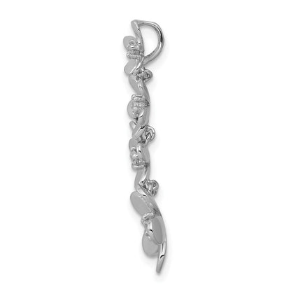 14k White Gold 1/8ct. Diamond Four Flower Chain Slide Pendant for Women
