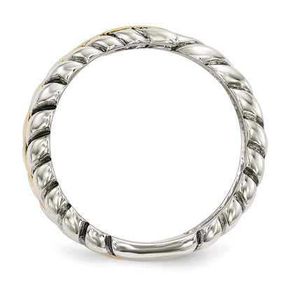 Sterling Silver 14k Antiqued Leaves Bypass Ring