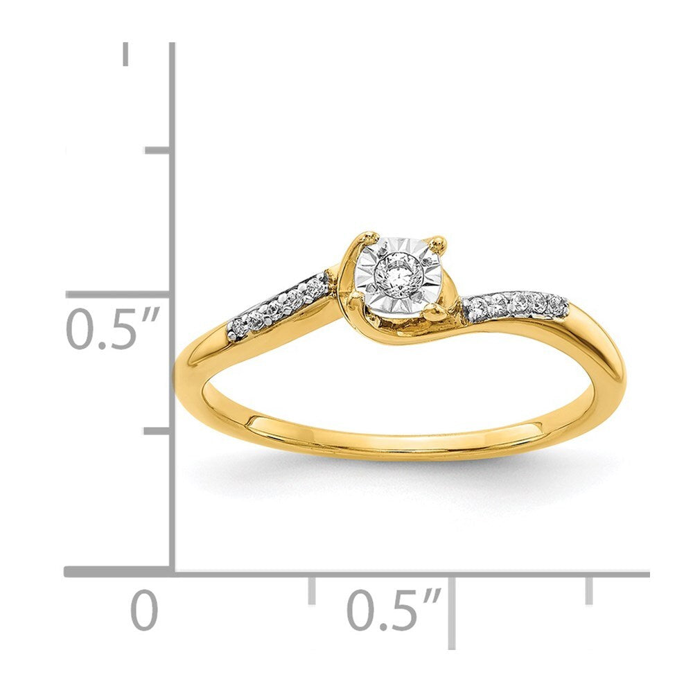 14K Yellow Gold Diamond Bypass Ring Size 7