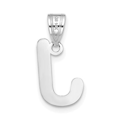 14k White Gold Polished Bubble Letter J Initial Pendant for Women