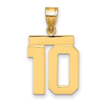 14k Yellow Gold Medium Polished Number 10 Charm Pendant