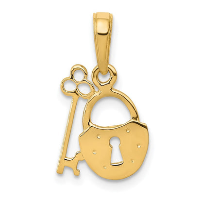 14k Yellow Gold Polished Key and Lock Charm
